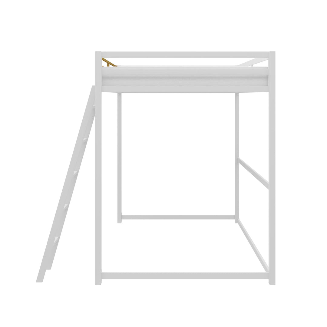 Haven Full Metal Loft Bed with Ladder and Under Bed Storage - White - Full