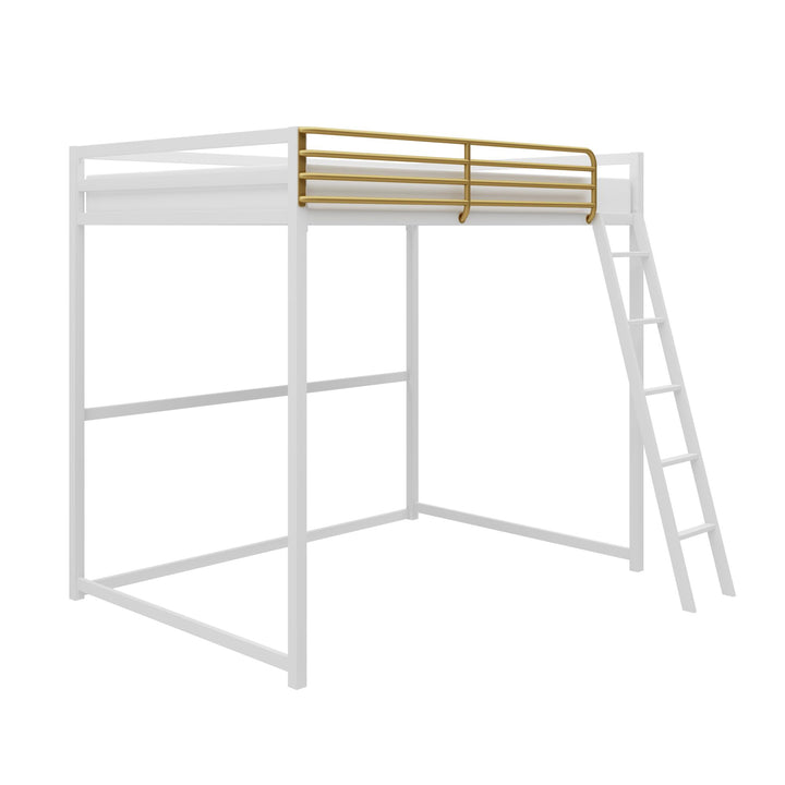 Haven Full Metal Loft Bed with Ladder and Under Bed Storage - White - Full