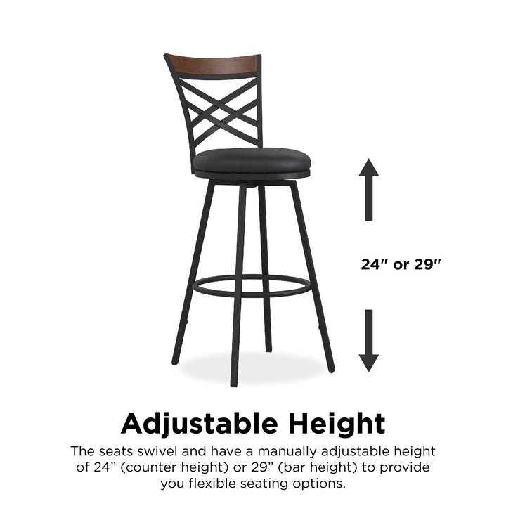 Stylish upholstered seat swivel stool -  Black
