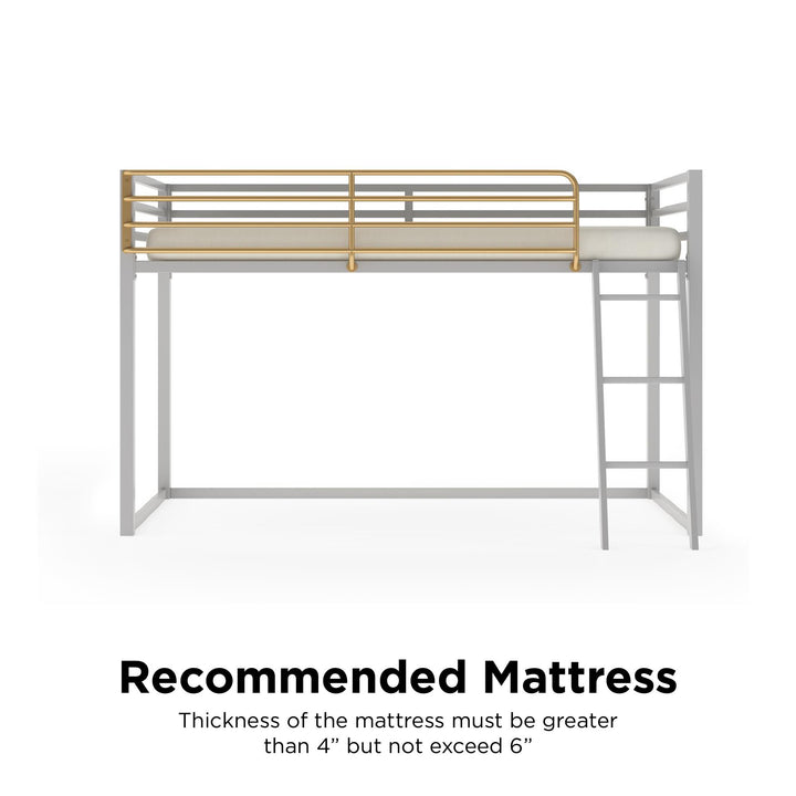 Monarch Hill Haven Metal Junior Loft Bed with Angled Ladder - Dove Gray - Twin