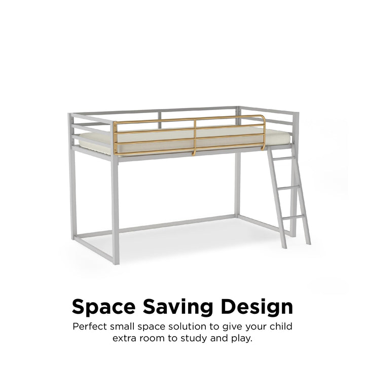 Monarch Hill Haven Metal Junior Loft Bed with Angled Ladder - Dove Gray - Twin