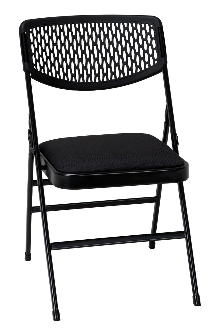 Ultra-Comfort Fabric Padded Folding Chair Set -  Black - 4 PacK