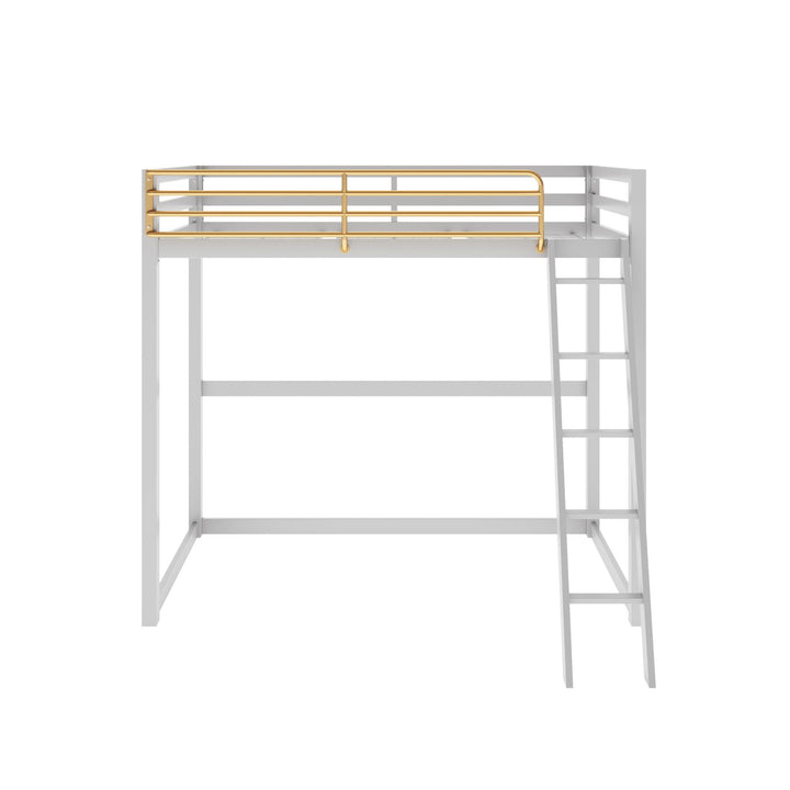 Monarch Hill Haven Metal Loft Bed with Angled Ladder  -  Dove Gray  -  Twin