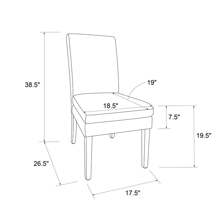 Stylish Modern Linen Upholstered Dining Chairs Set of 2 -  Gray
