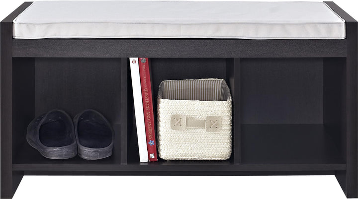 Best storage bench with cushion and cubbies for entryway -  Espresso