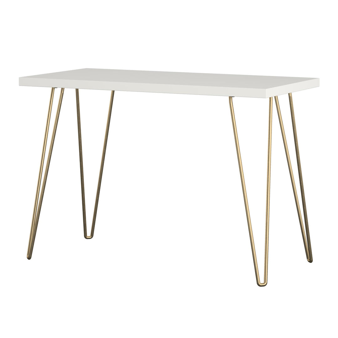Owen Retro Desk with Hairpin Legs for Small Spaces -  White 