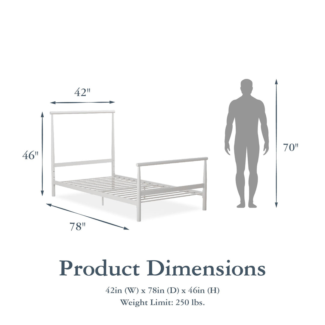 Contemporary Metal Bed Frame - White - Twin