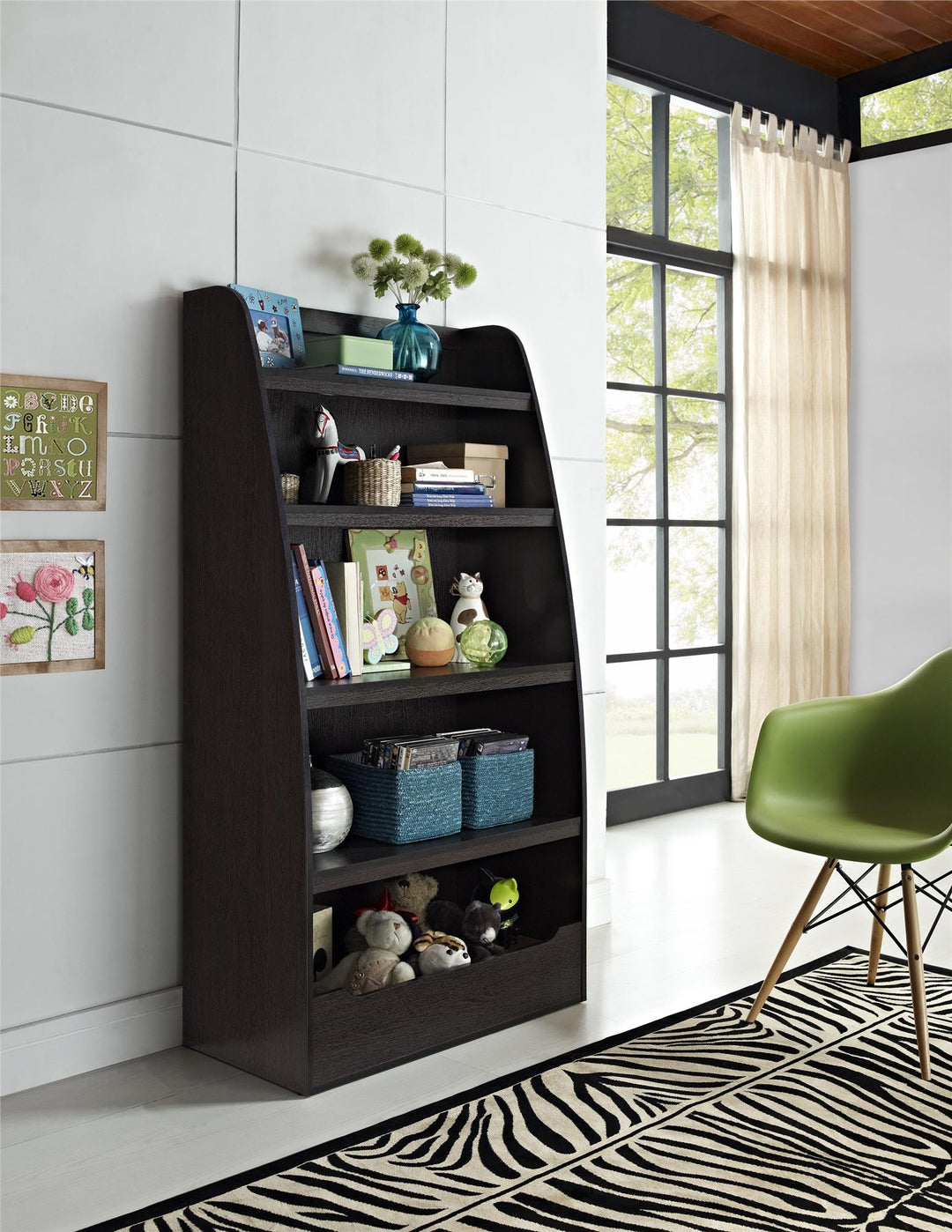 Mia kids 4 shelf ladder bookcase -  Espresso