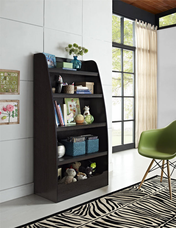 Mia kids 4 shelf ladder bookcase -  Espresso