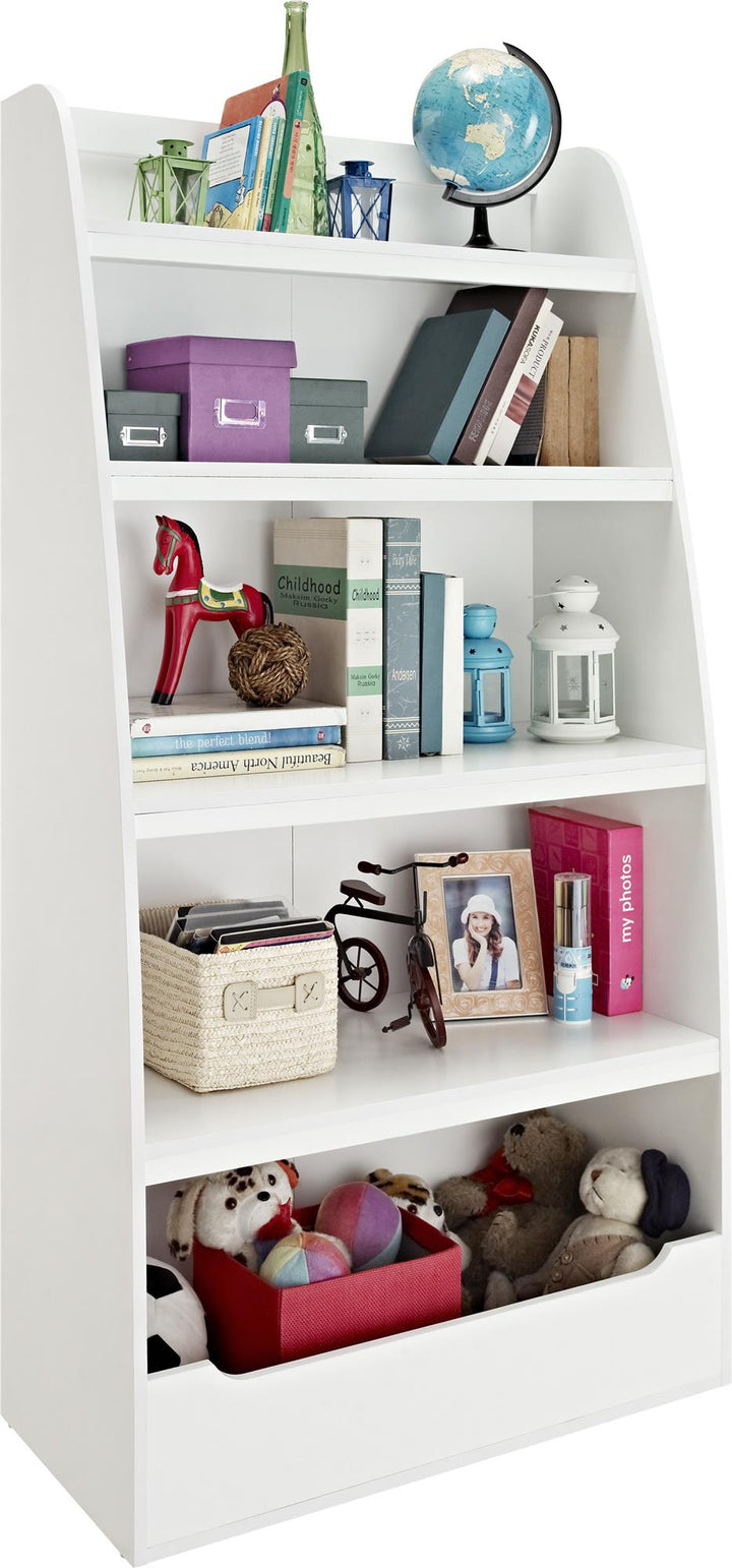 Modern kids' room with Mia 4 shelf bookcase -  White