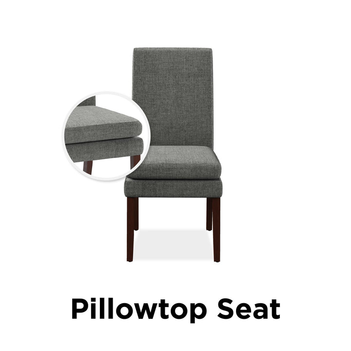 Set of 2 Linen Upholstered Dining Chairs -  Gray