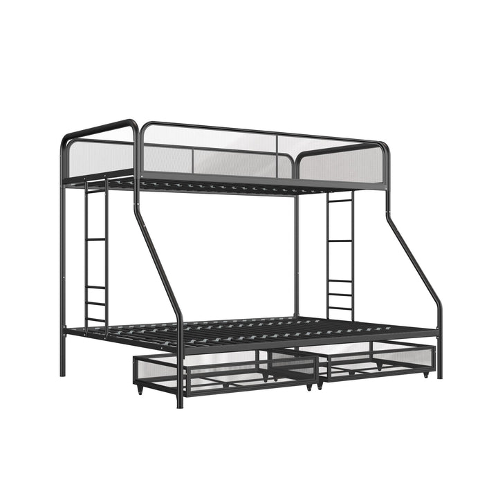 Jaxon Bunk Bed with Storage Drawers - Black - Twin-Over-Full