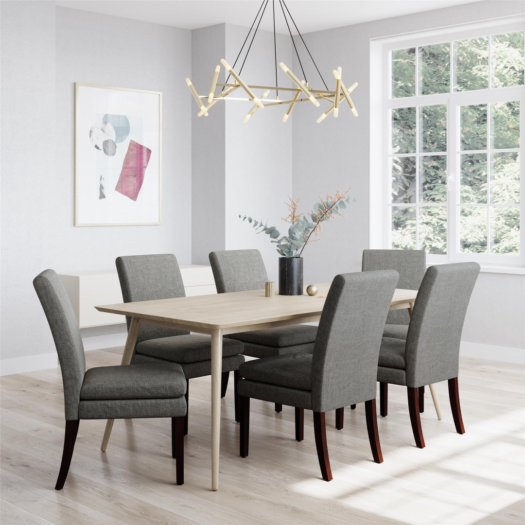 Linen Upholstered Dining Chairs Set of 2 -  Gray