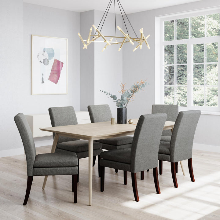 Linen Upholstered Dining Chairs Set of 2 -  Gray