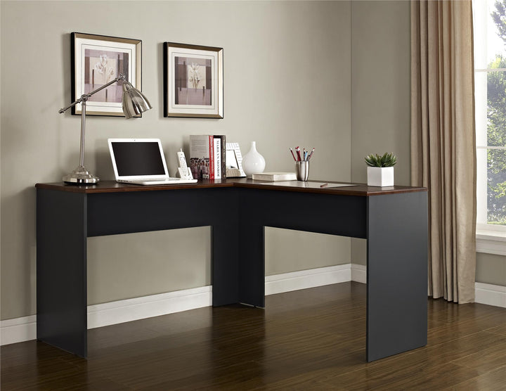 Modern L-Shaped Desk - Cherry