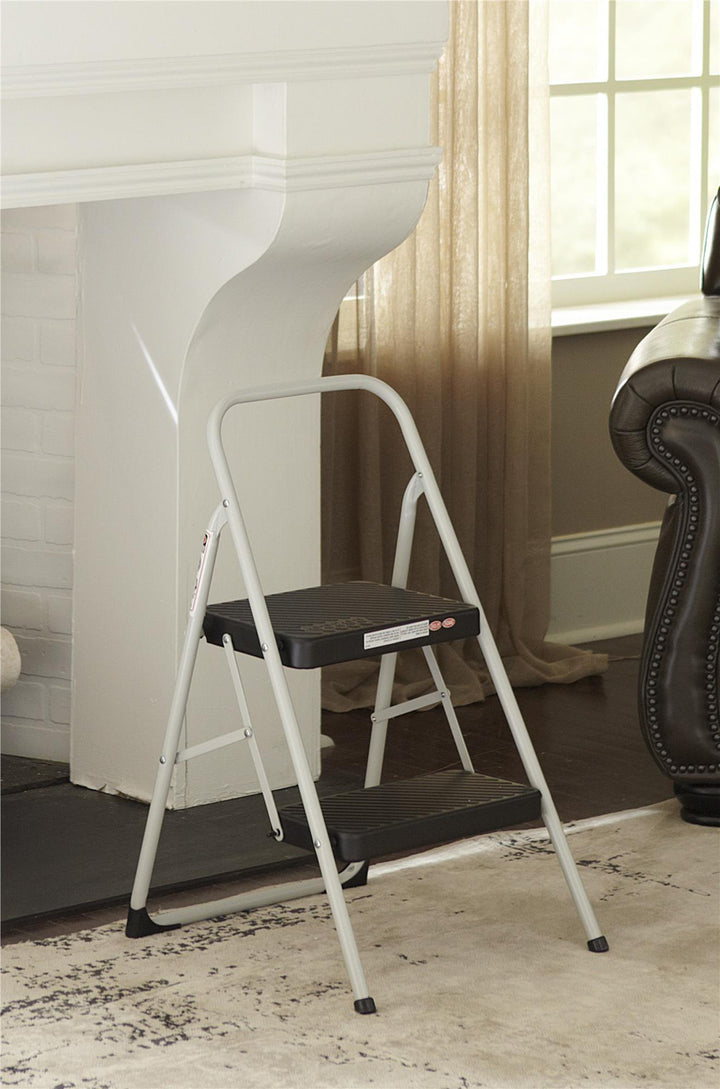 2-Step Household Folding Steel Step Stool - Cool Gray Frame/Black Steps/Di - 2 Step