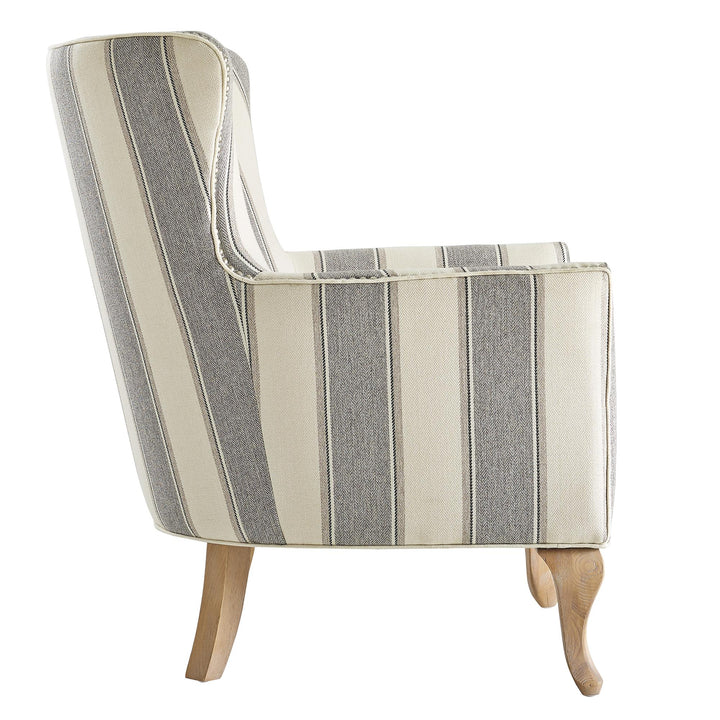 Nail Head Trim Club Accent Chair Upholstered Reva -  Gray Stripe