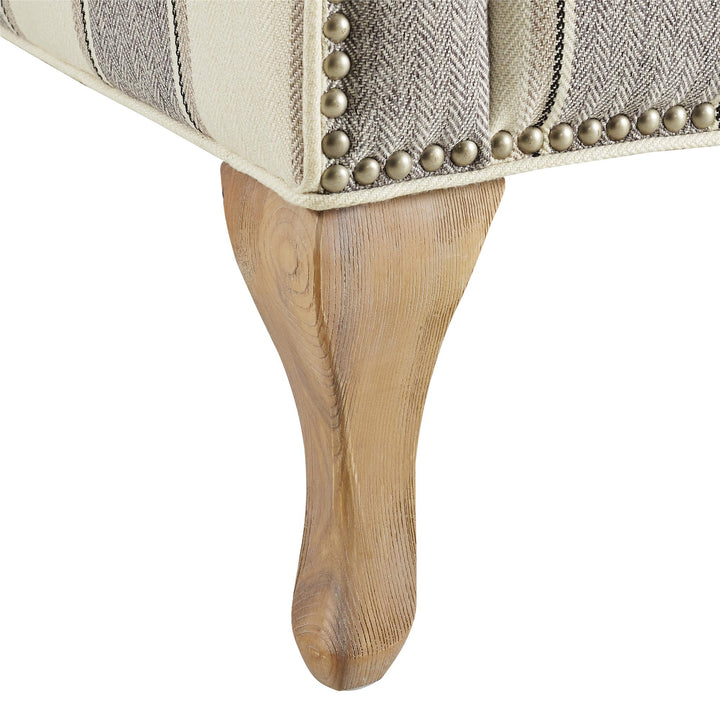 Reva Club Accent Chair Upholstered with Nail Head Trim -  Gray Stripe