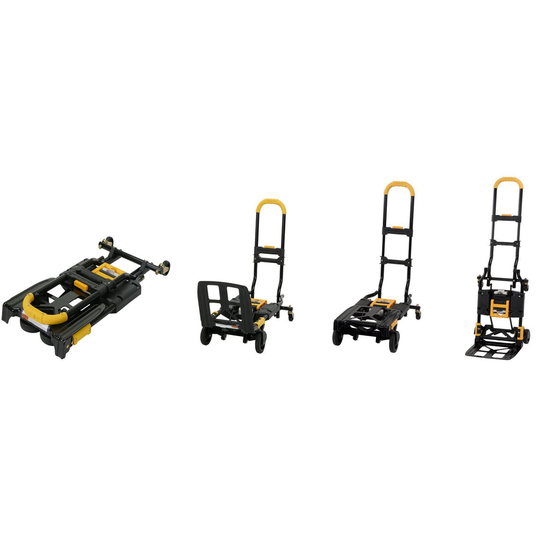 Folding Hand Truck 2 in 1 with Extendable Handle -  Black/Black/Yellow