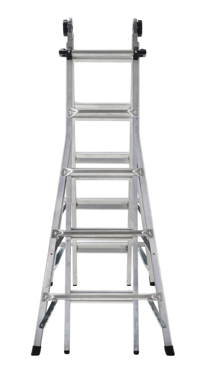 22 foot Reach Aluminum Telescoping Multi-Position Ladder - Aluminum/Black