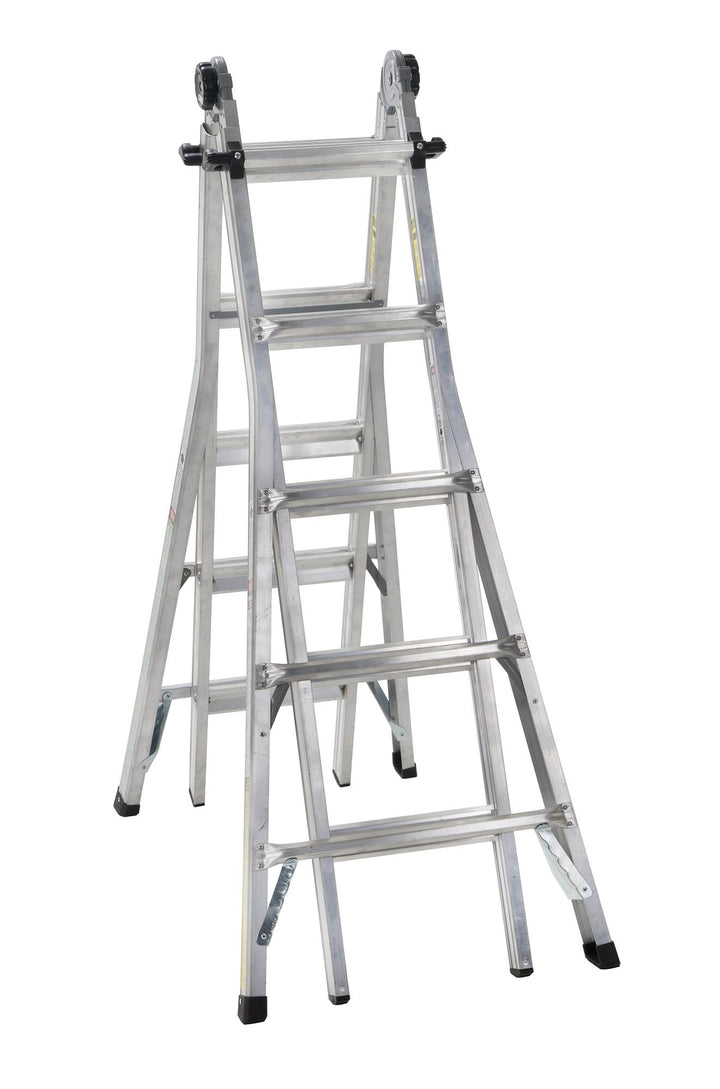 22 foot Reach Aluminum Telescoping Multi-Position Ladder - Aluminum/Black