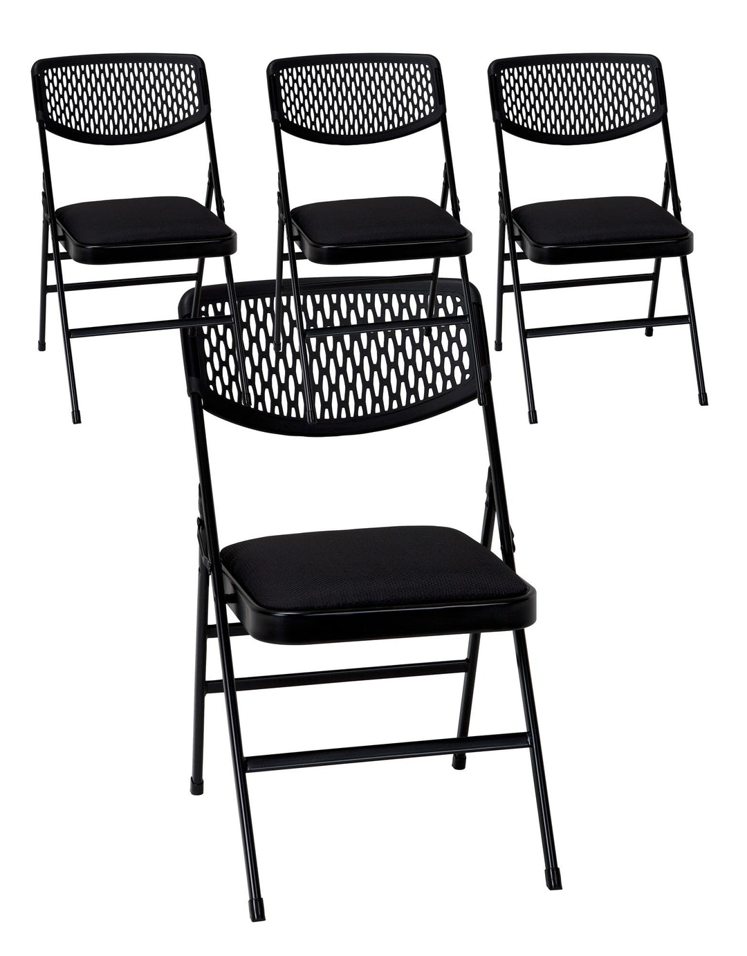Ultra-Comfort Commercial XL Premium Fabric Padded Folding Chair Set -  Black - 4 PacK