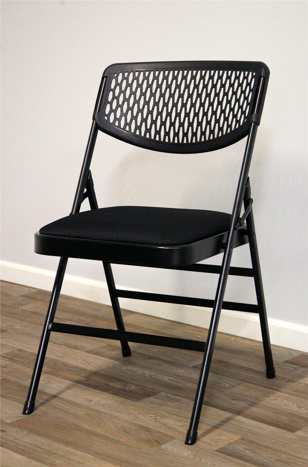 XL Premium Fabric Padded Folding Chair Set -  Black - 4 PacK