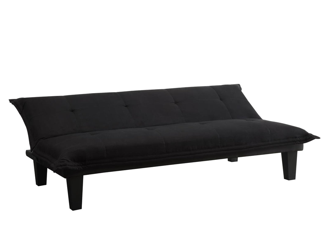 Lodge Microfiber Upholstered Futon with Extra-Padded Seats - Black
