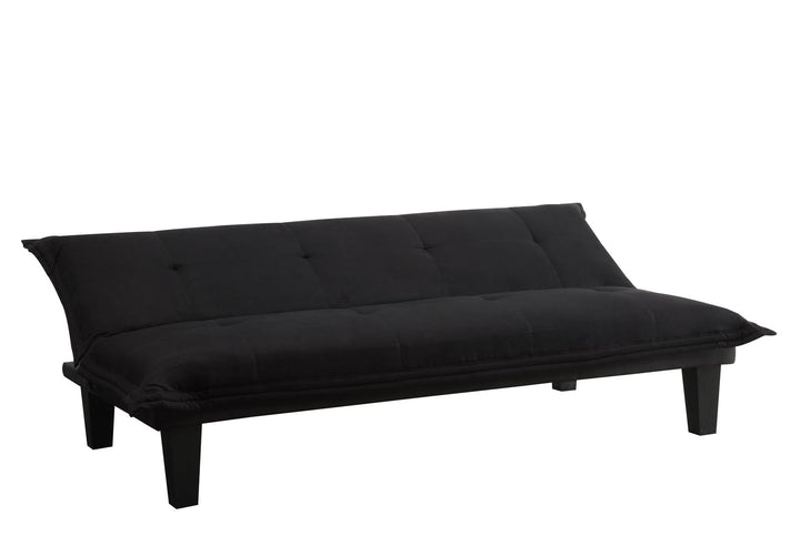 Lodge Microfiber Upholstered Futon with Extra-Padded Seats - Black