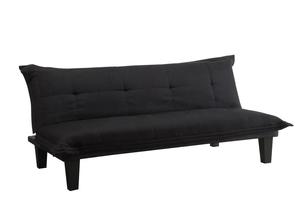 Lodge Microfiber Upholstered Futon with Extra-Padded Seats - Black