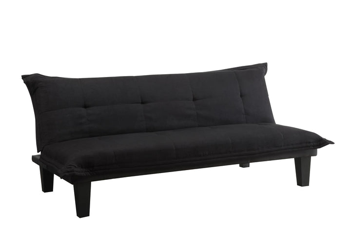 Lodge Microfiber Upholstered Futon with Extra-Padded Seats - Black