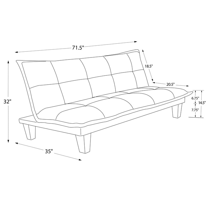 Lodge Microfiber Upholstered Futon with Extra-Padded Seats - Black