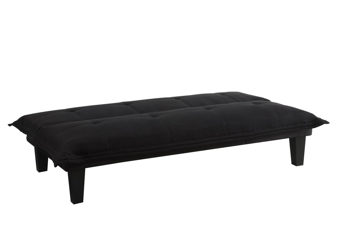 Lodge Microfiber Upholstered Futon with Extra-Padded Seats - Black