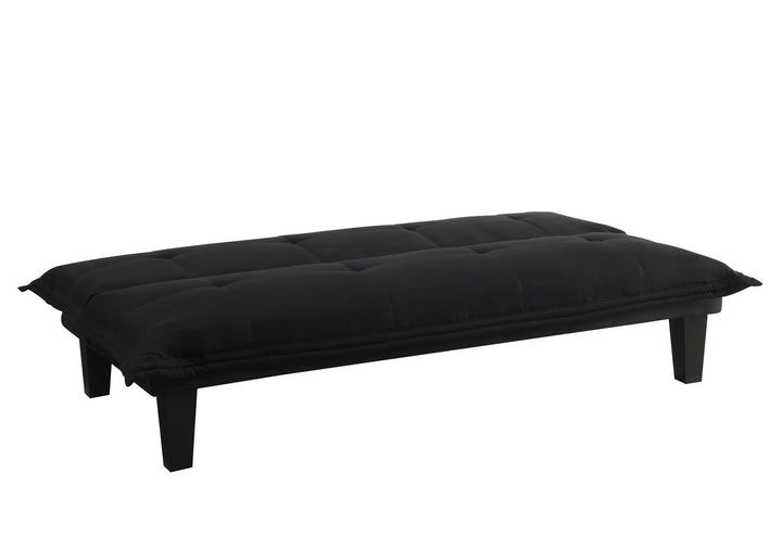 Lodge Microfiber Upholstered Futon with Extra-Padded Seats - Black