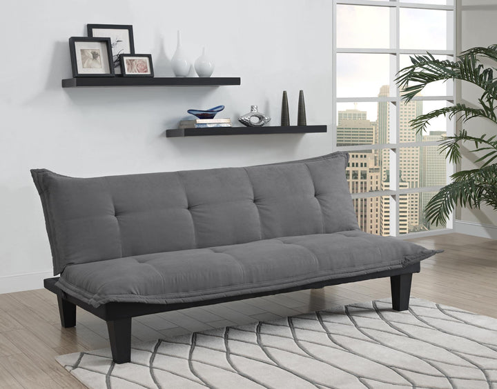 Lodge Microfiber Upholstered Futon with Extra-Padded Seats - Dark Gray