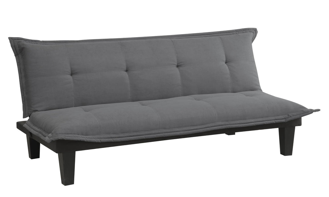 Lodge Microfiber Upholstered Futon with Extra-Padded Seats - Dark Gray