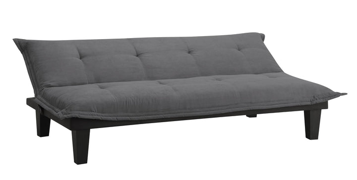 Lodge Microfiber Upholstered Futon with Extra-Padded Seats - Dark Gray