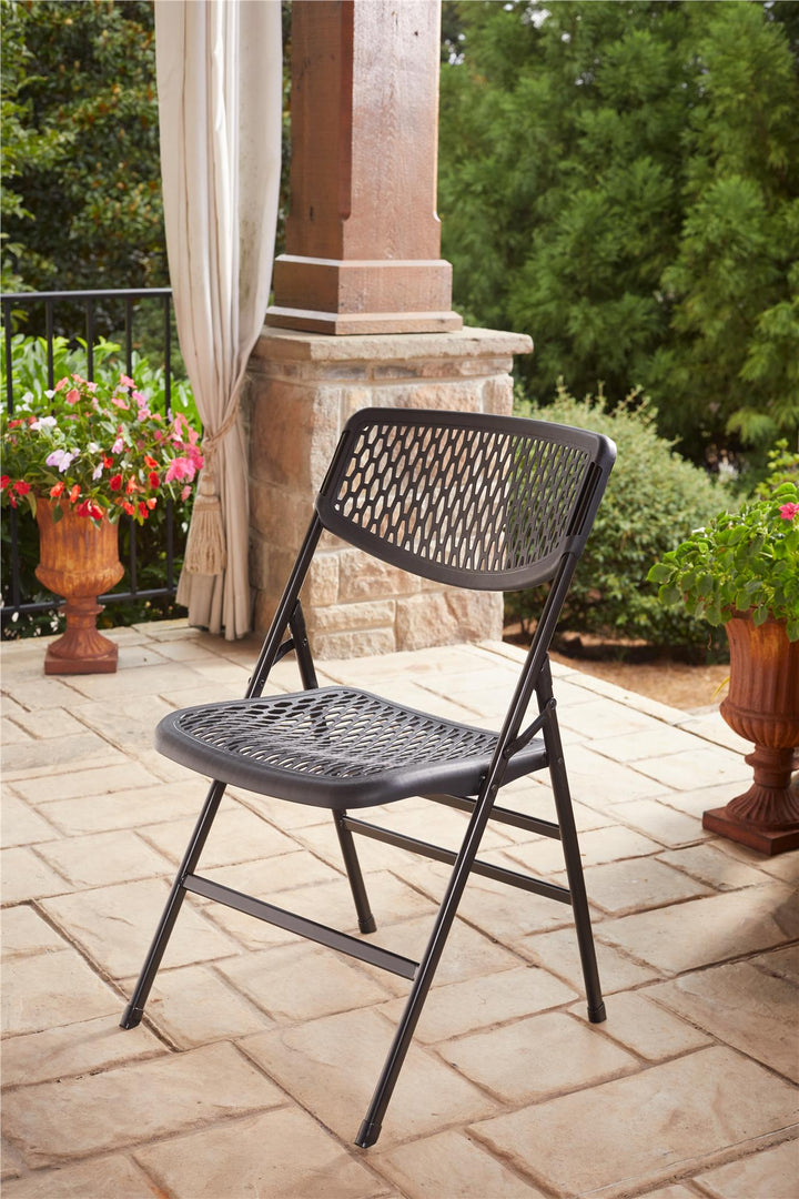 Ultra Comfort Commercial XL Plastic Folding Chair -  Black 