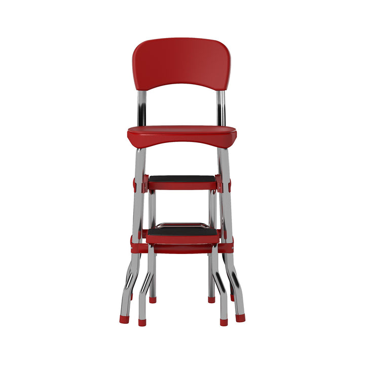 2-Step Stool with Retro Chair -  Red 