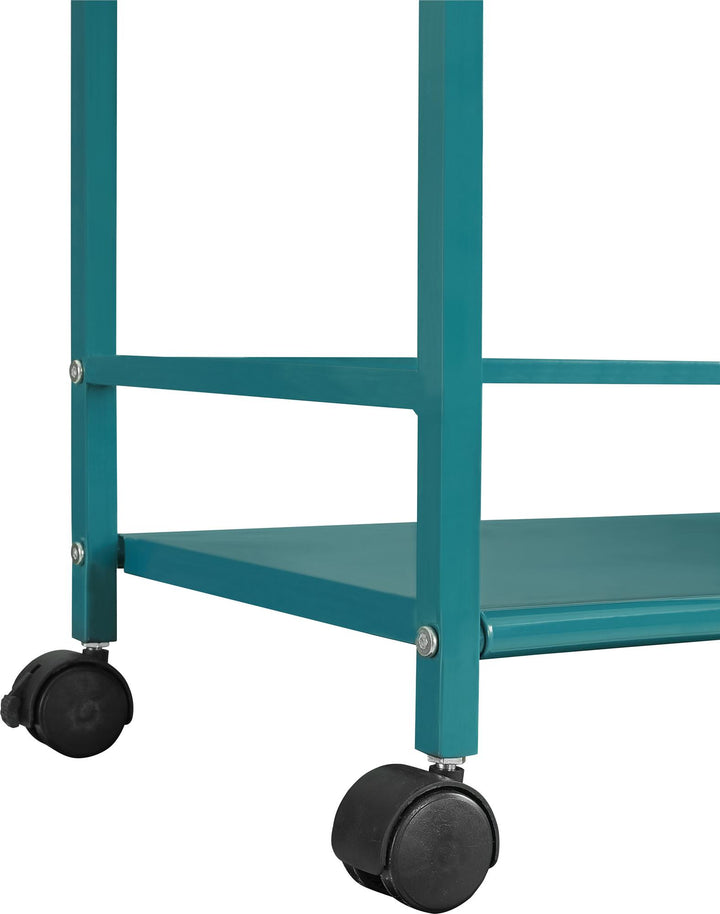 Marshall 3 Shelf Metal Rolling Utility Cart - Teal