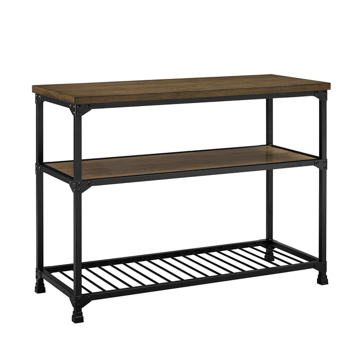 Rustic Multifunction Island Three-tiered Storage Shelves Cassy -  Rustic Oak