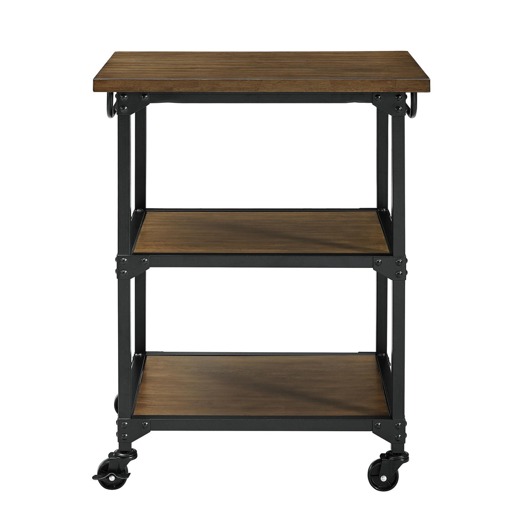 Nellie Multi-function Wheeled Cart with 3 Shelves  -  Rustic Oak