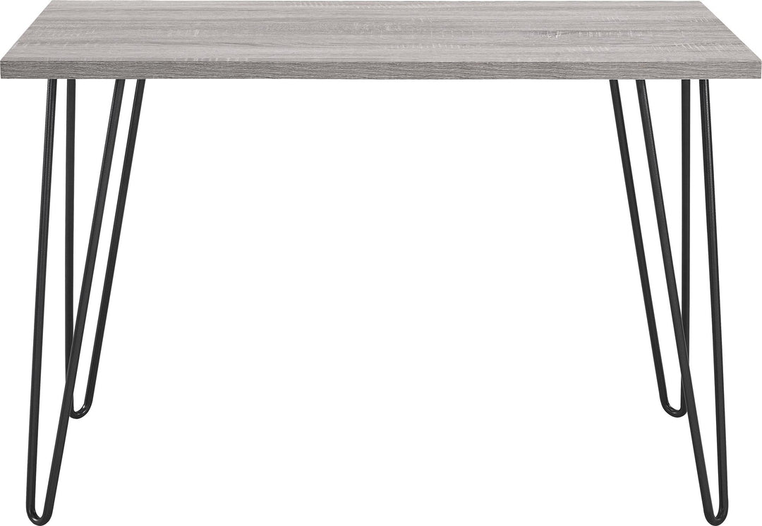 Modern Retro Desk with Hairpin Legs for Home Office -  Distressed Gray Oak 