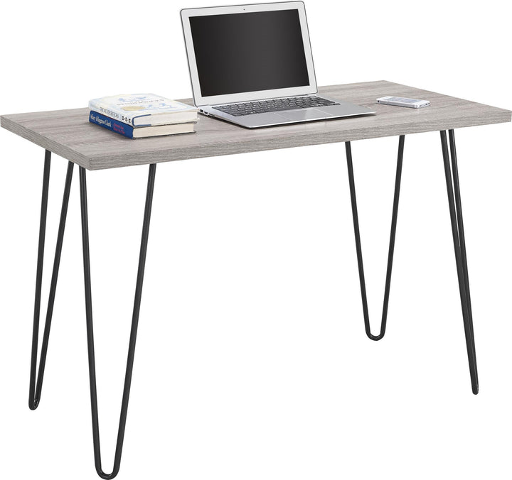 Owen Retro Computer Desk for Modern Home Office -  Distressed Gray Oak 