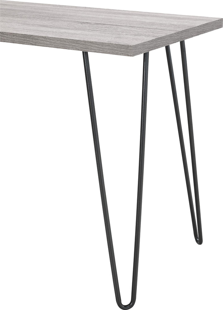 Large Worksurface Retro Desk with Hairpin Legs -  Distressed Gray Oak 