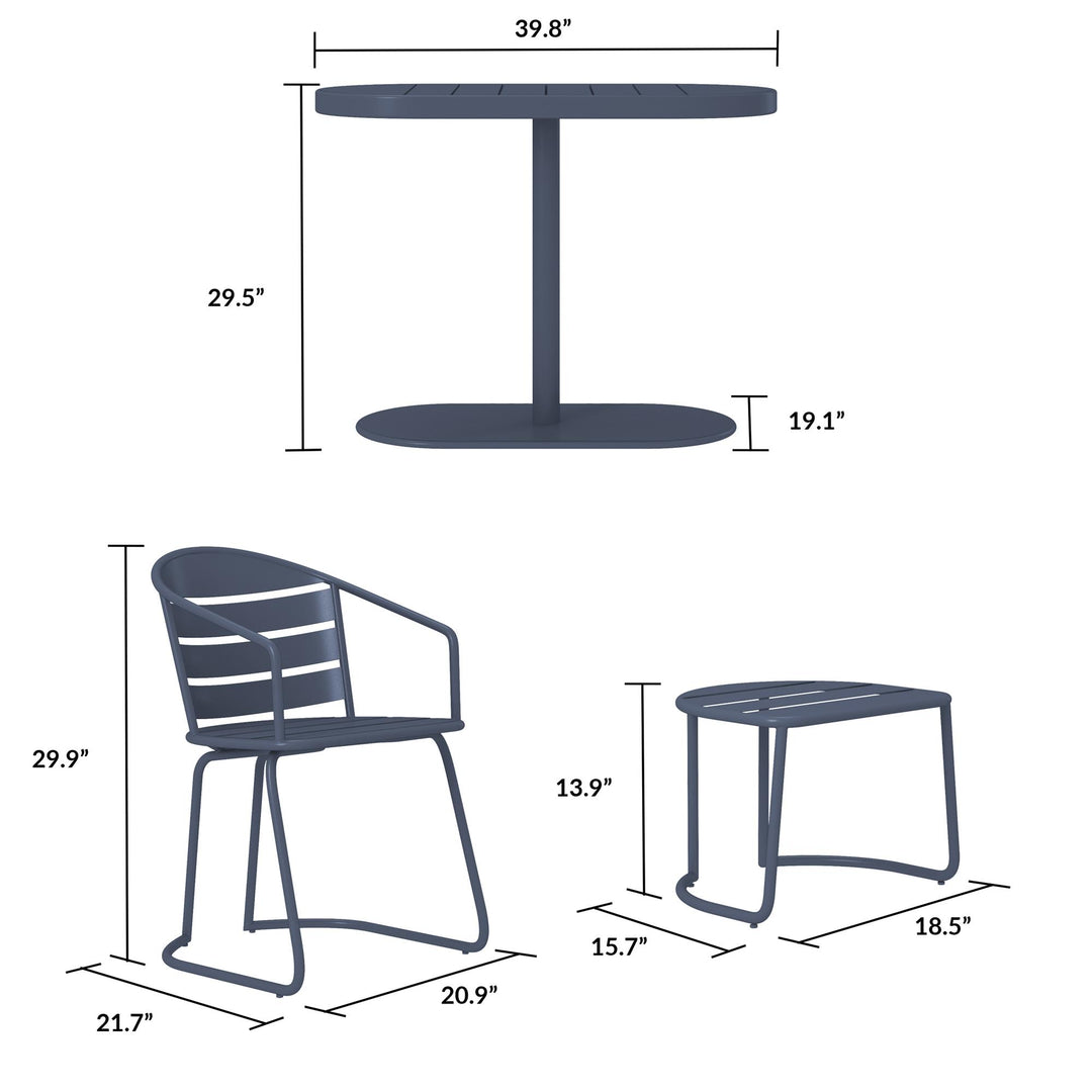 Modern 5 piece patio dining set with chairs and ottomans -  Steel Gray