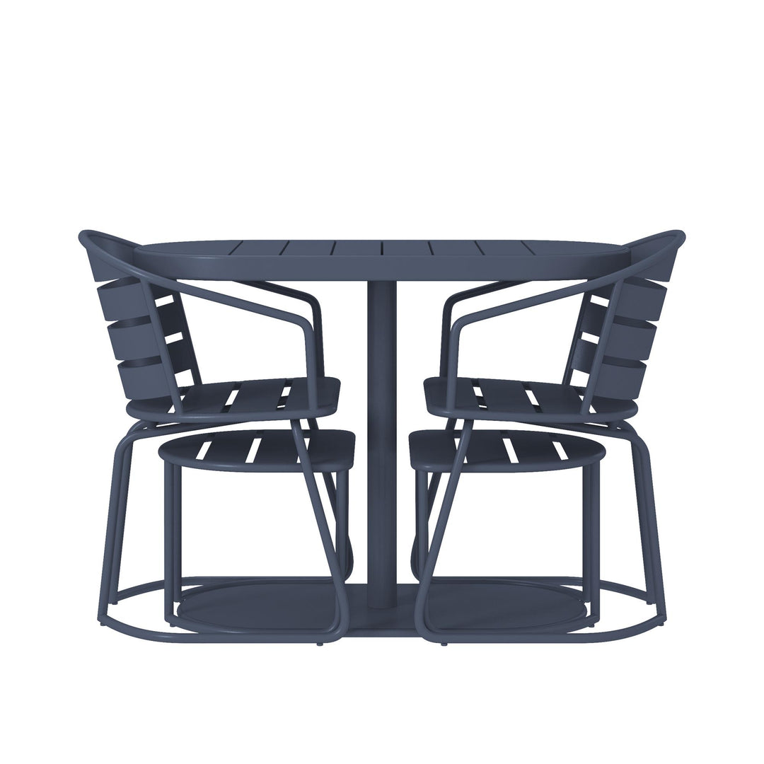 How to style a 5 piece patio dining set with chairs and ottomans -  Steel Gray