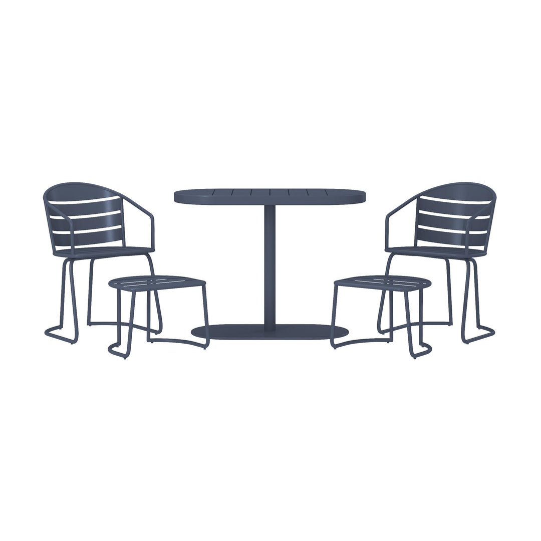5 Piece Patio Dining Set with 2 Chairs and 2 Ottomans  -  Steel Gray