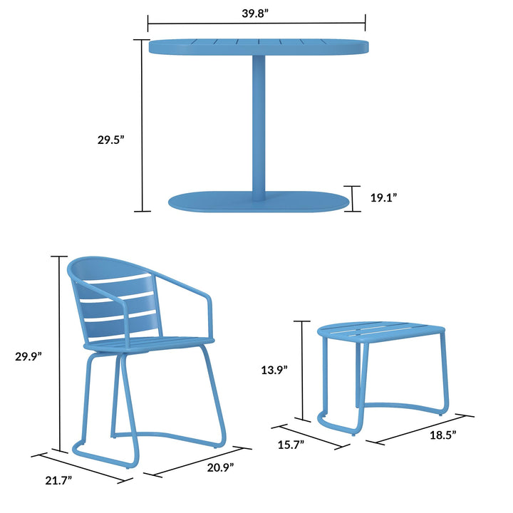 5 piece patio dining set with chairs and ottoman storage features -  Turquoise