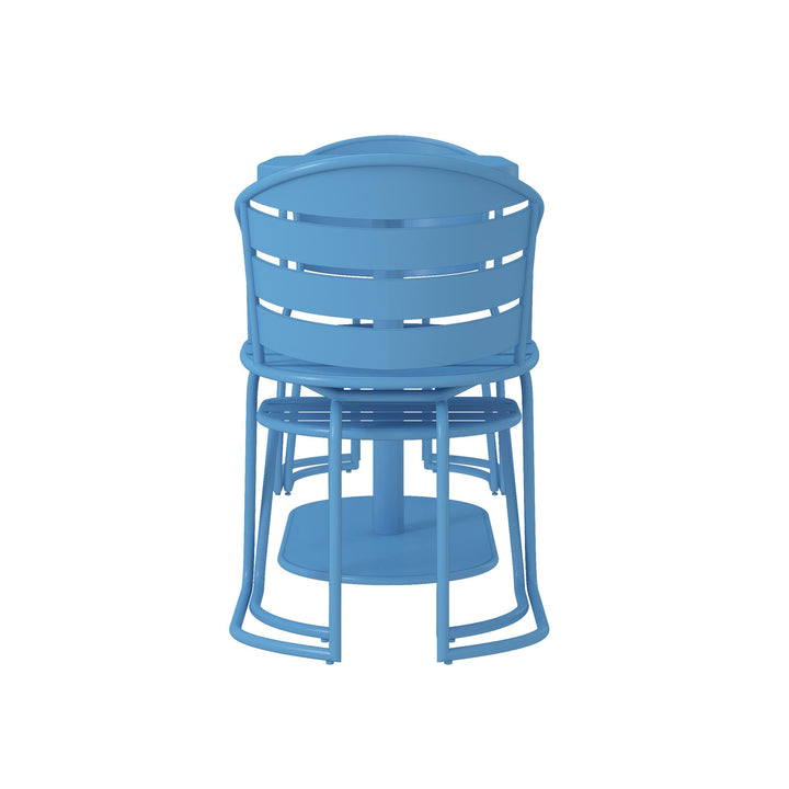 Weather-resistant 5 piece patio dining set with ottomans -  Turquoise